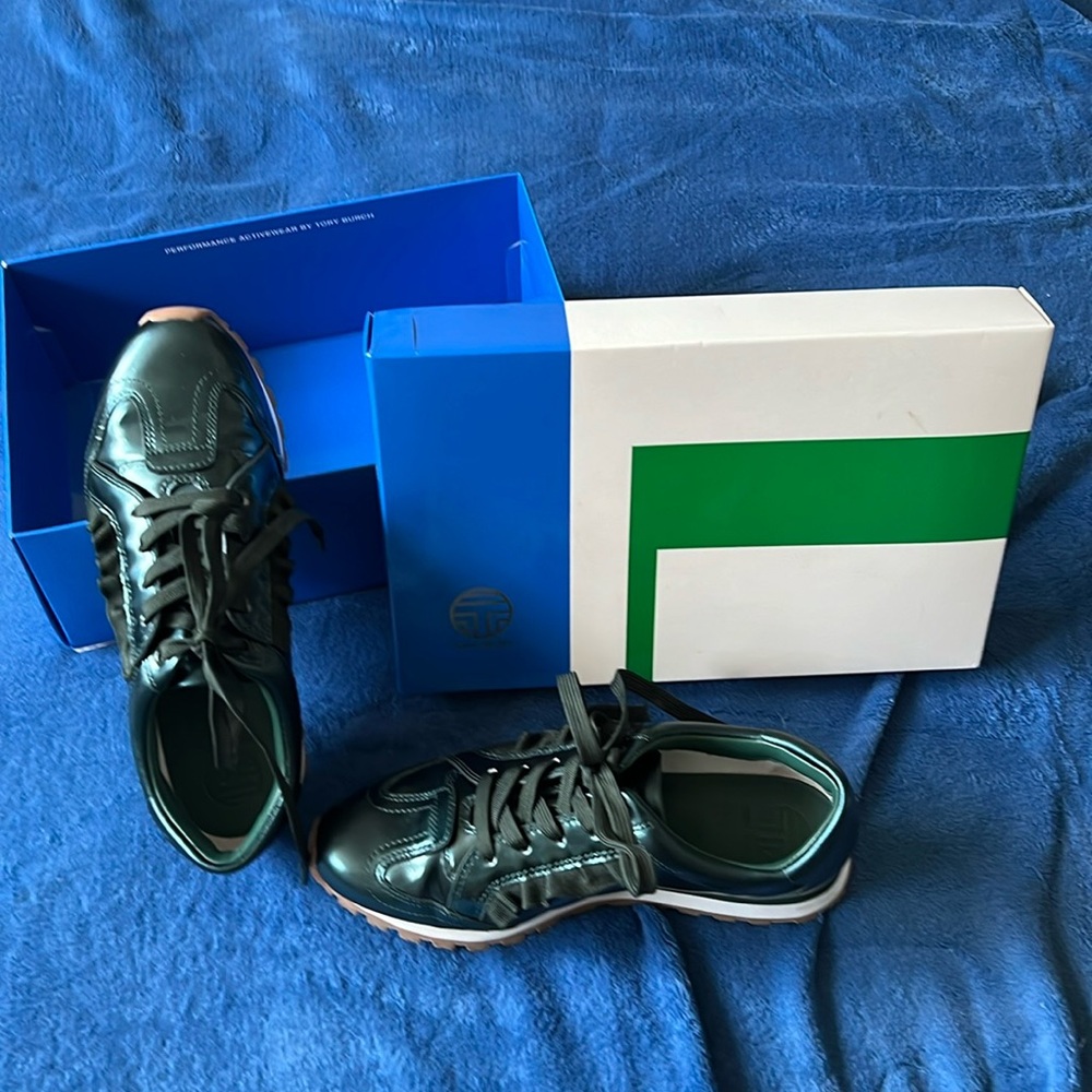 Tory Burch Metallic Green Sneakers